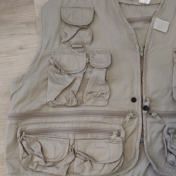 WALKER Men's Vintage Utility Sporting Vest in Cream Large - Picture 3 of 9